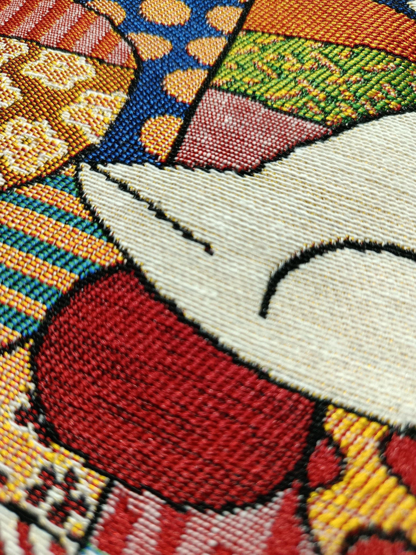 Colorful Patchwork Cat Clutch – Tapestry Zippered Pouch Made in Turkey