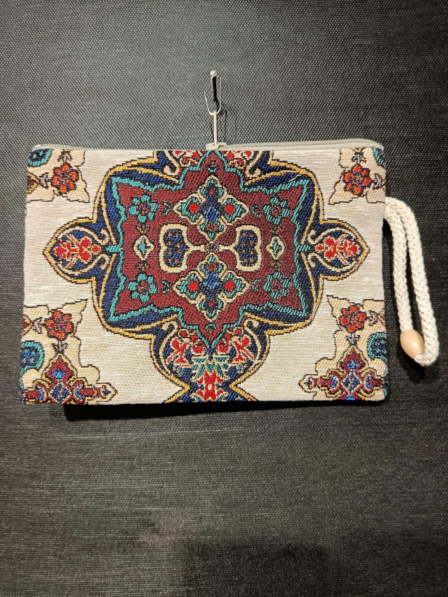 Oriental Pattern Clutch – Turkish Gobelin Tapestry Purse, Vintage-Inspired Zip Pouch Bag