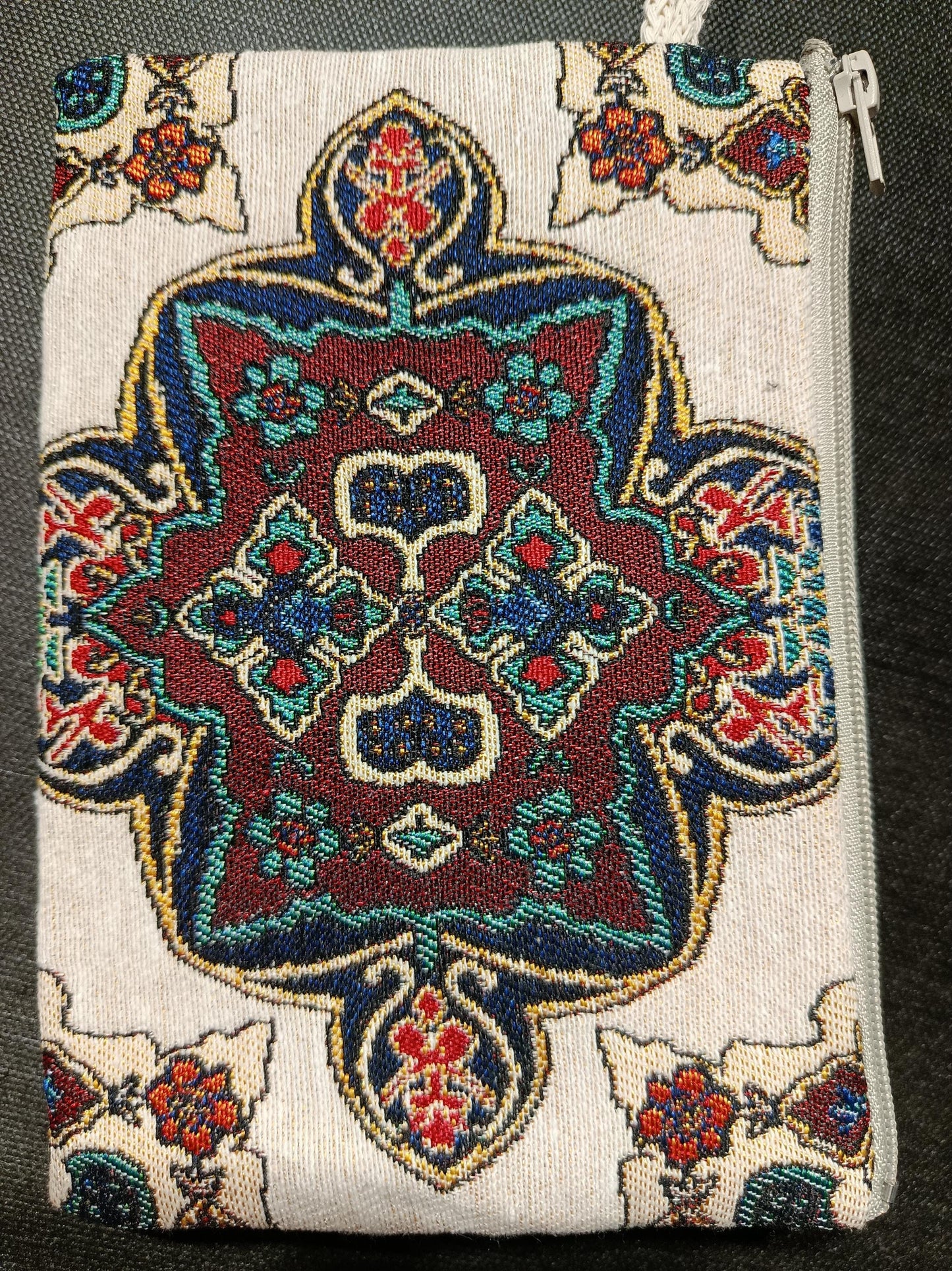 Oriental Pattern Clutch – Turkish Gobelin Tapestry Purse, Vintage-Inspired Zip Pouch Bag
