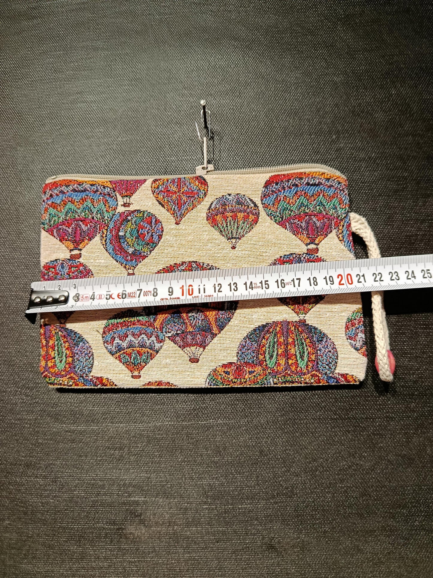 Hot Air Balloon Clutch – Colorful Turkish Tapestry Zip Pouch, Travel Gift Bag