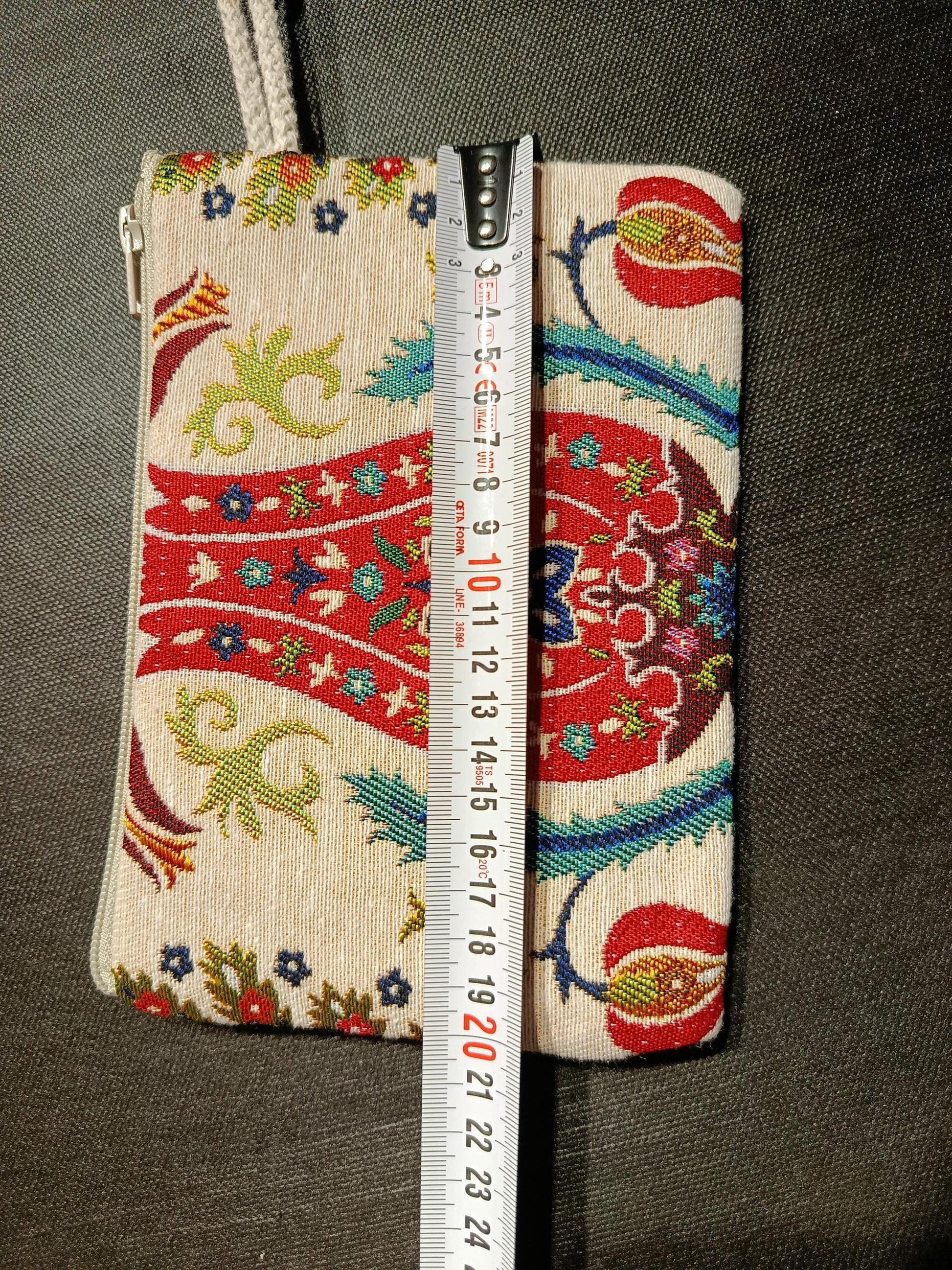 Mini Turkish Coin Purse – Paisley Tapestry Pattern, Ottoman Motif Zip Pouch, Small Wristlet Bag