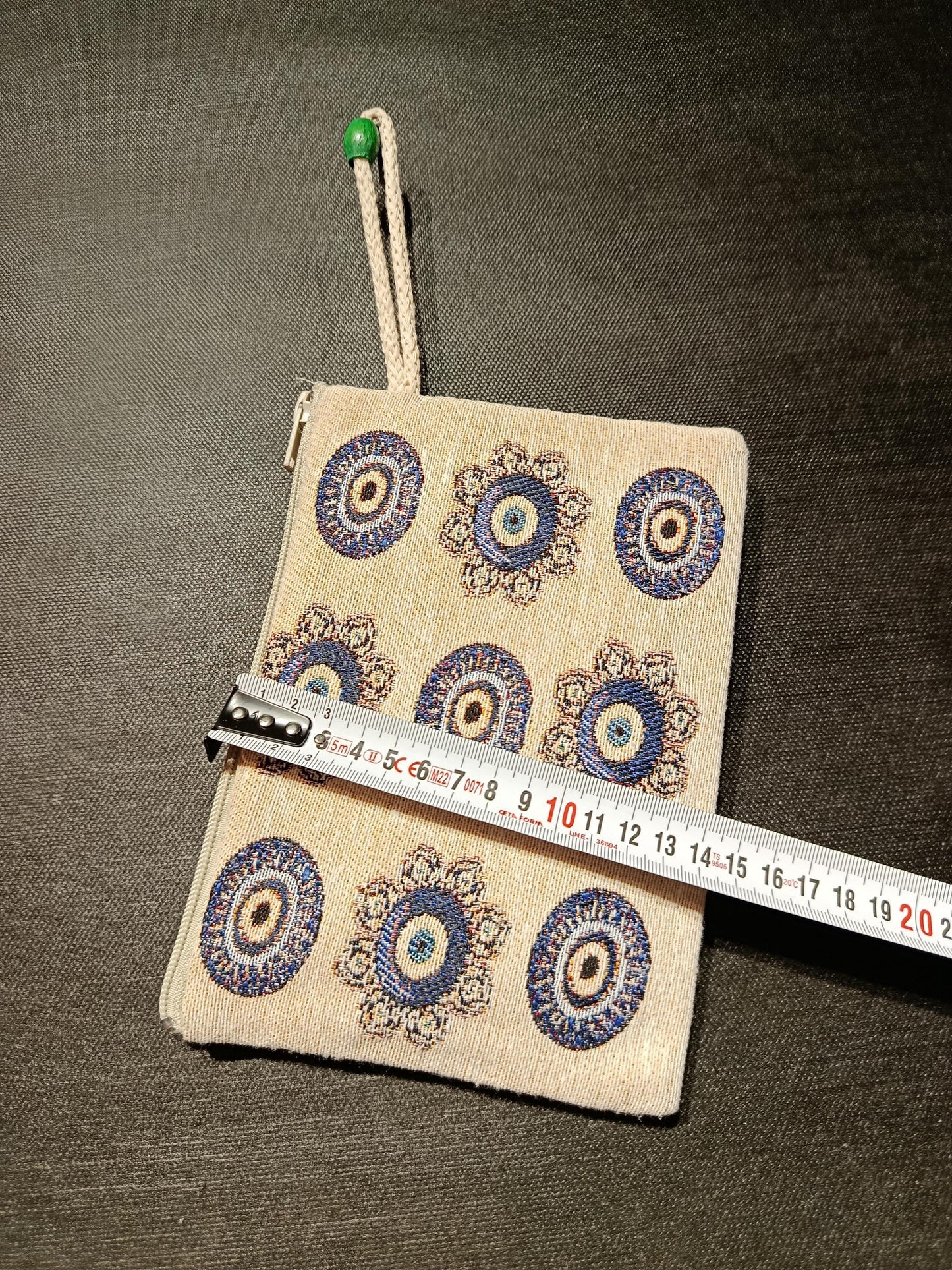 Handmade Cotton Blend Purse: Evil Eye Design, Small Clutch (15cmx20cm)