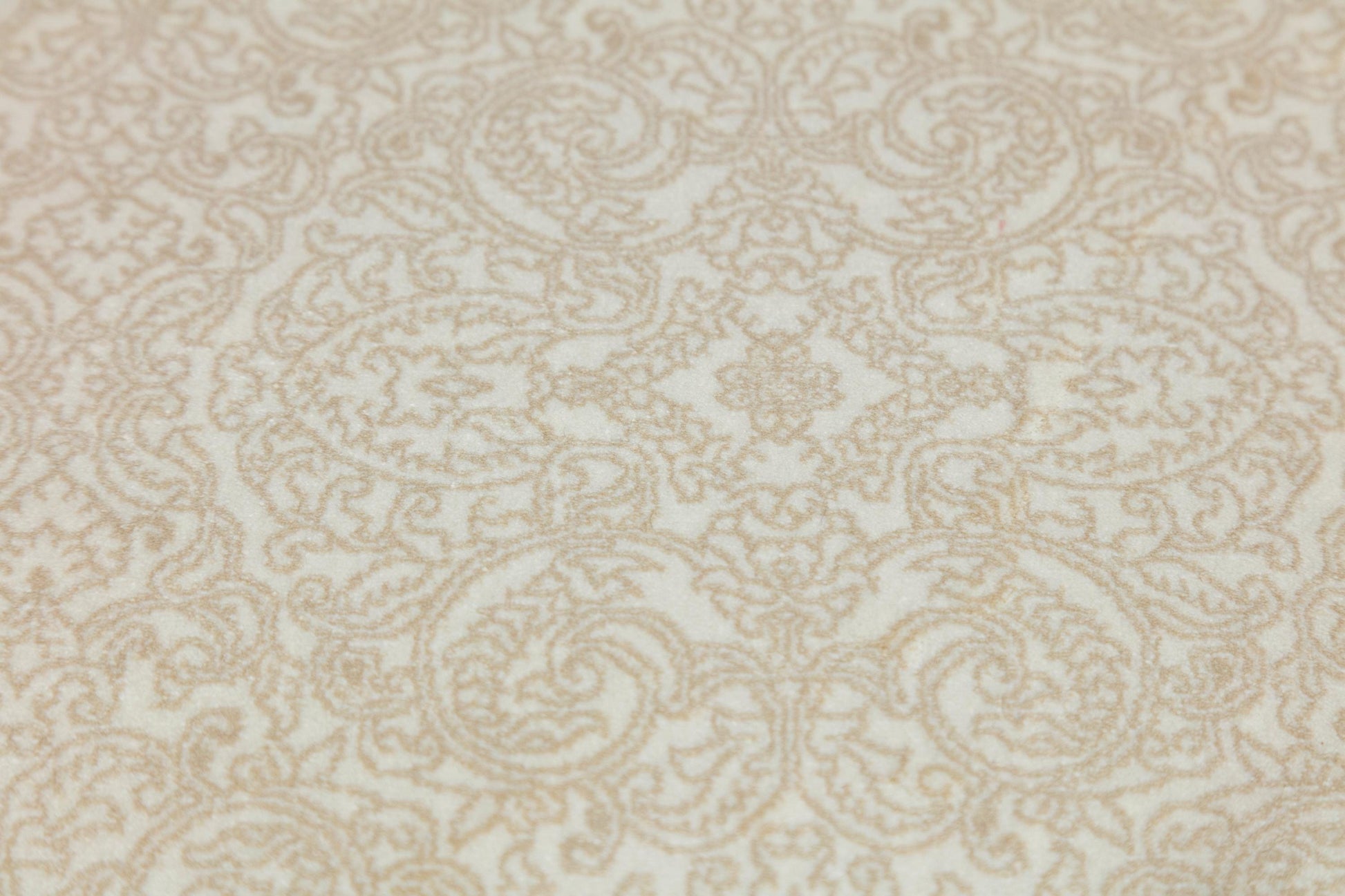 7x10 ft, Beige Classic Silk Rug with paisley desing on the border, fine fringes