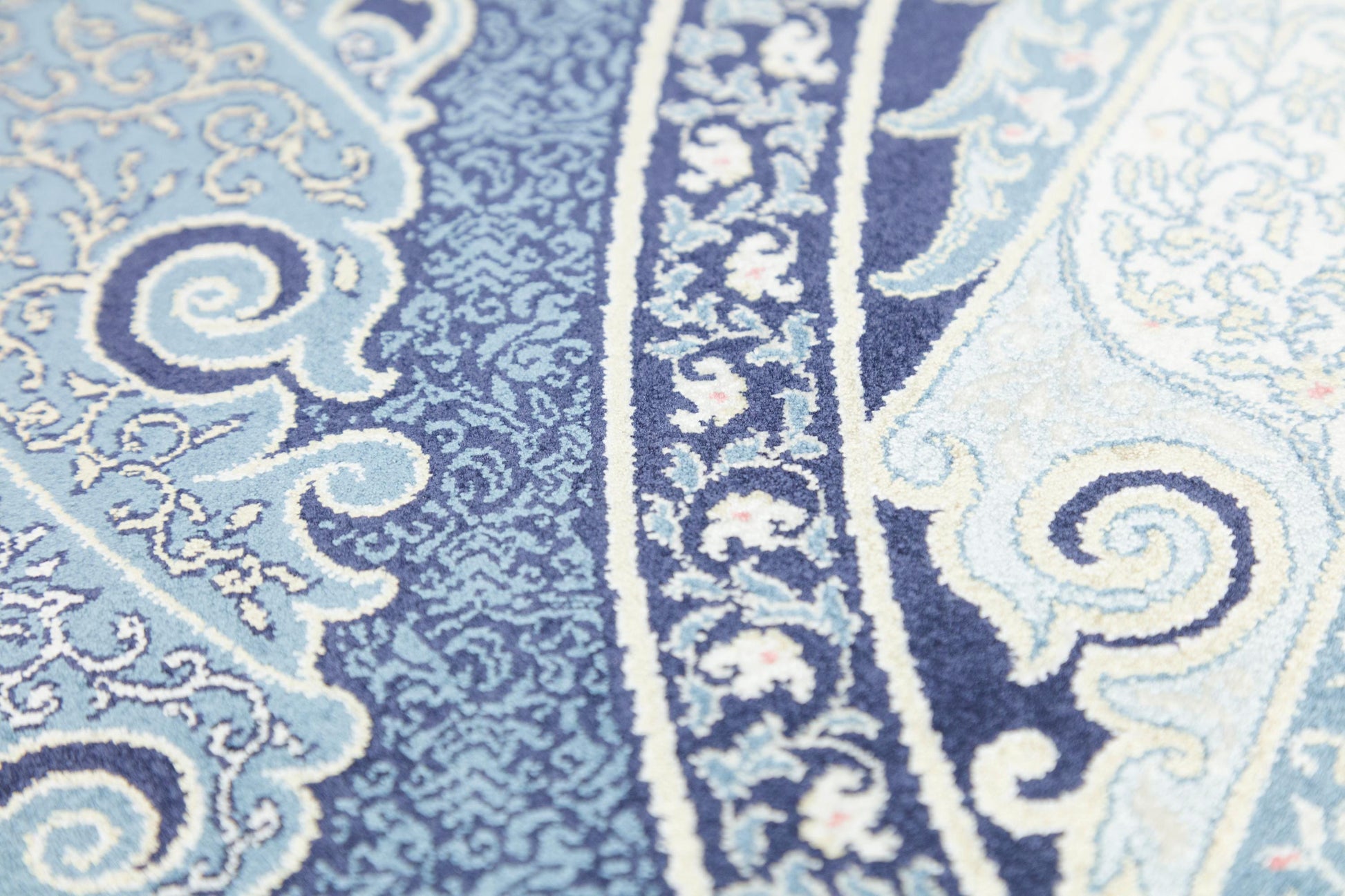 8x11 ft, Blue Oriental Silk Rug, Distressed Persian Design, Silk Look Fringes