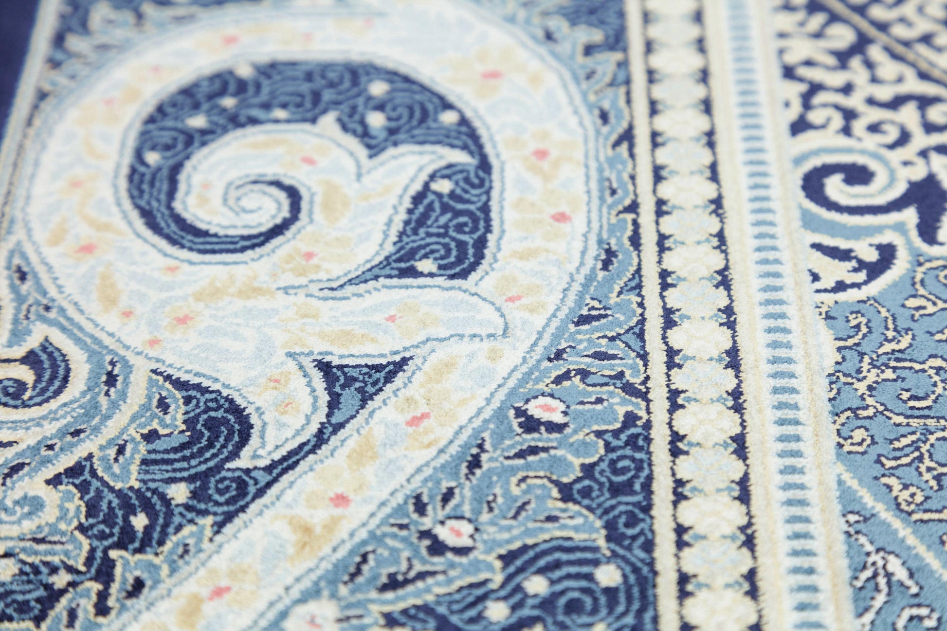8x11 ft, Blue Oriental Silk Rug, Distressed Persian Design, Silk Look Fringes