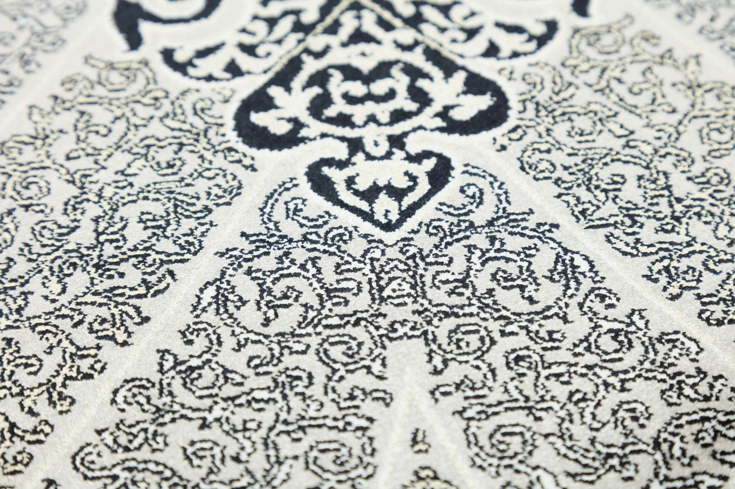 7x10 ft Black Oriental Silk Rug, Distressed Persian Design, Silk Fringes