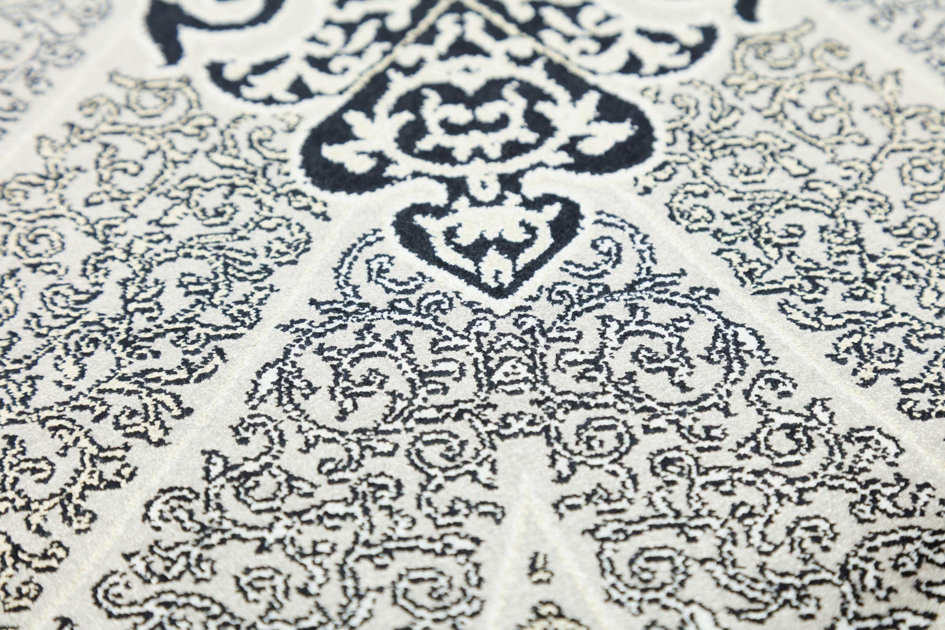 7x10 ft Black Oriental Silk Rug, Distressed Persian Design, Silk Fringes