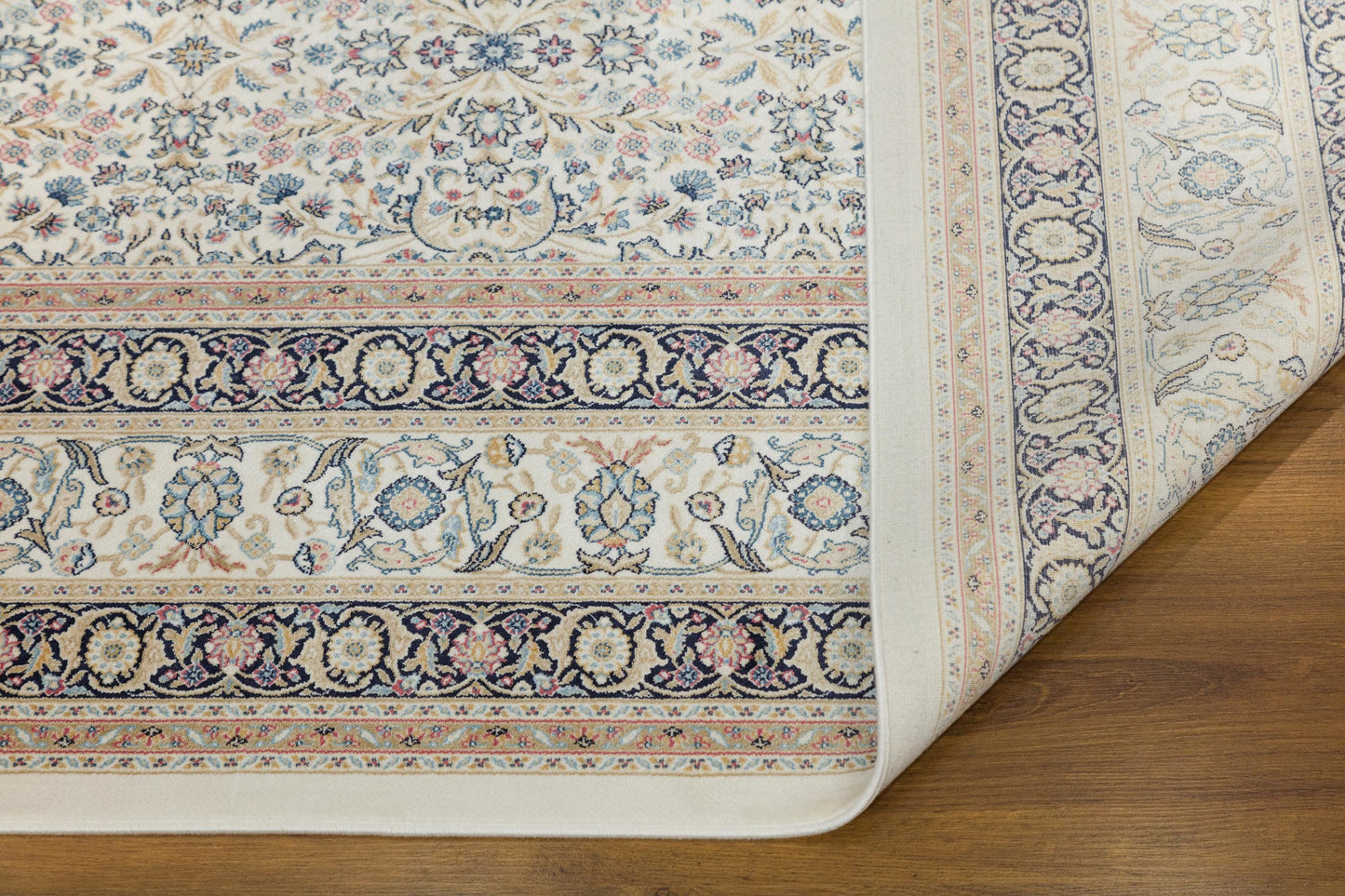 7x10 ft, Classic Blue Silk Rug: Oriental blue fine carpet with Fringes