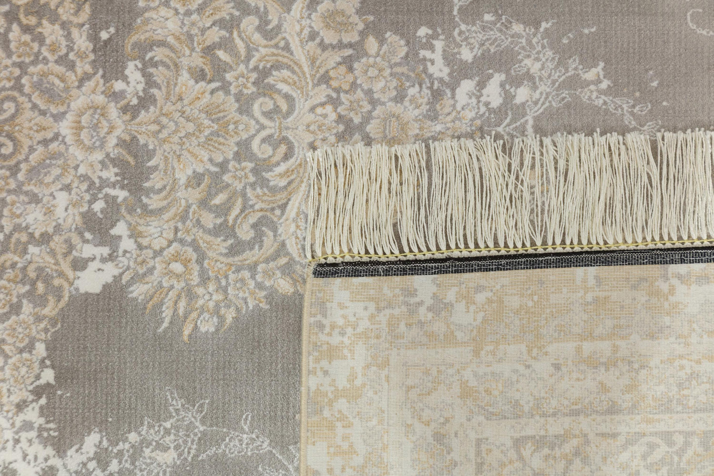 7x10 ft, Gray Classic oriental Silk Rug: Bamboo Yarn,fine fringes carpet