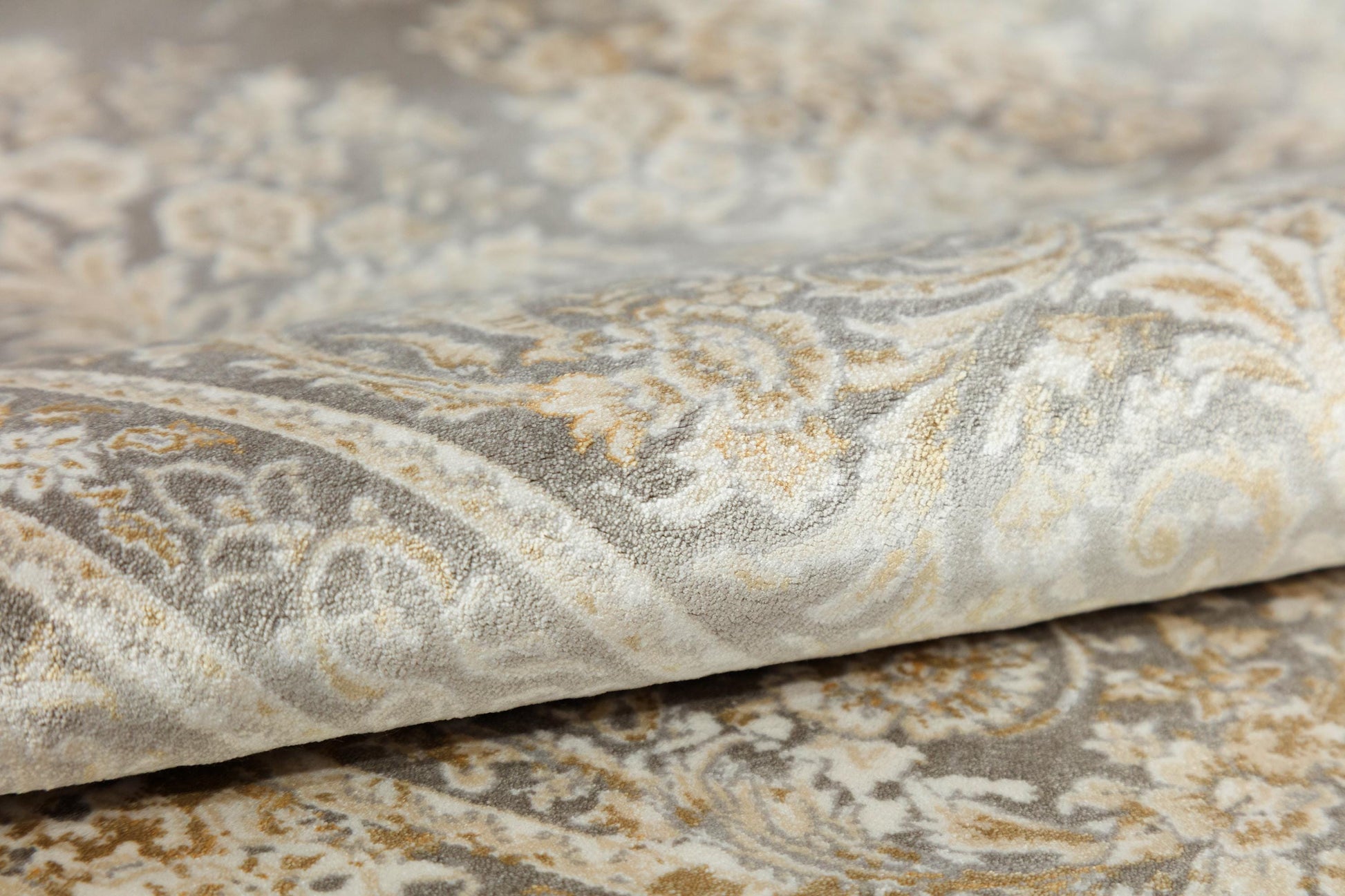 7x10 ft, Gray Classic oriental Silk Rug: Bamboo Yarn,fine fringes carpet