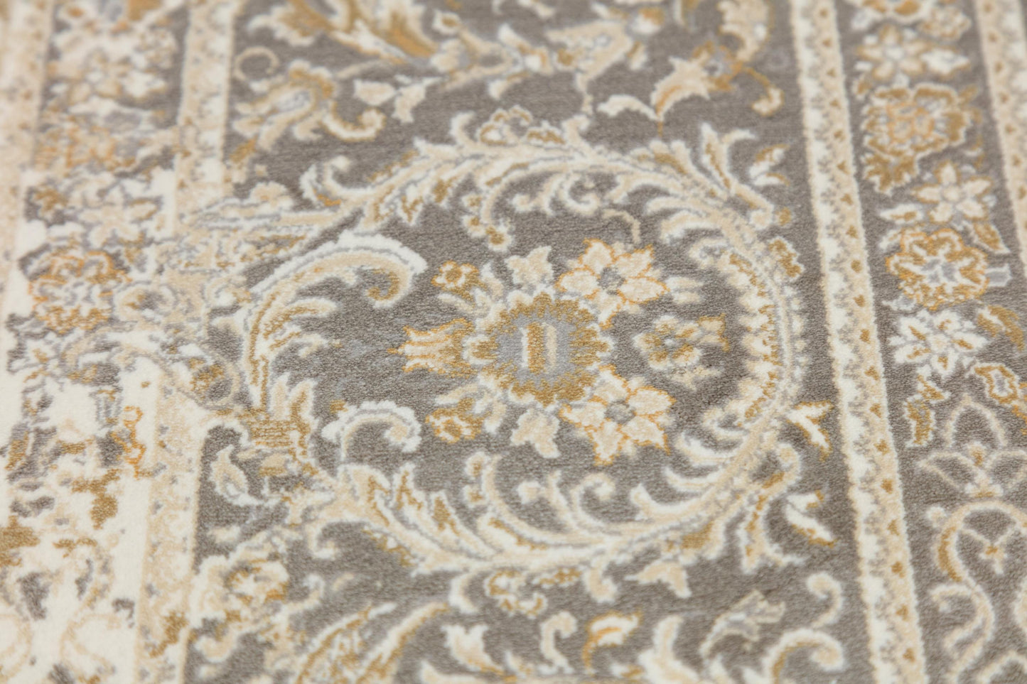 7x10 ft, Gray Classic oriental Silk Rug: Bamboo Yarn,fine fringes carpet