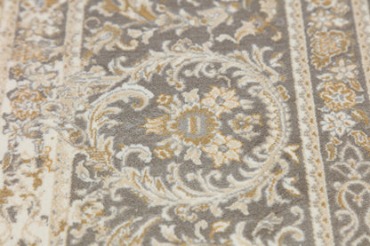 7x10 ft, Gray Classic oriental Silk Rug: Bamboo Yarn,fine fringes carpet