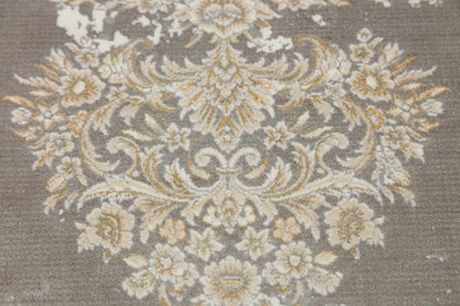 7x10 ft, Gray Classic oriental Silk Rug: Bamboo Yarn,fine fringes carpet
