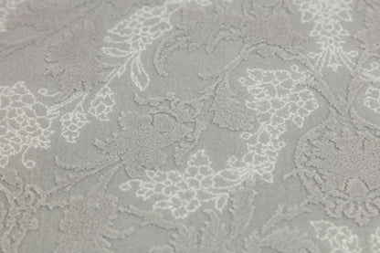 5x7 ft, Gray Floral Classic Silk Carpet with Tassels made with viscose yarn
