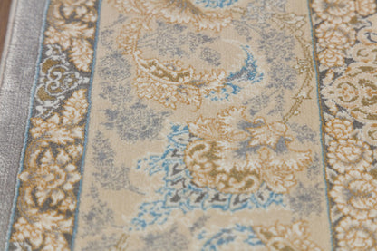 7x10 ft, Classic blue oriental Silk Rug: Bamboo Yarn, fine Fringes