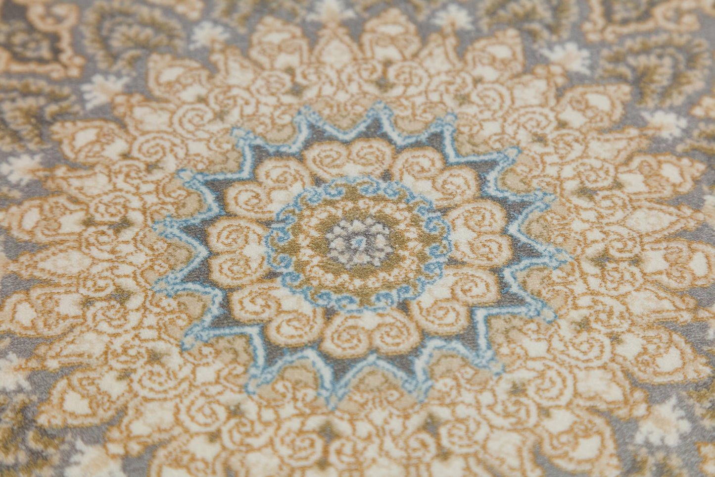 7x10 ft, Beige Classic oriental medallion Silk Rug made with viscose yarn