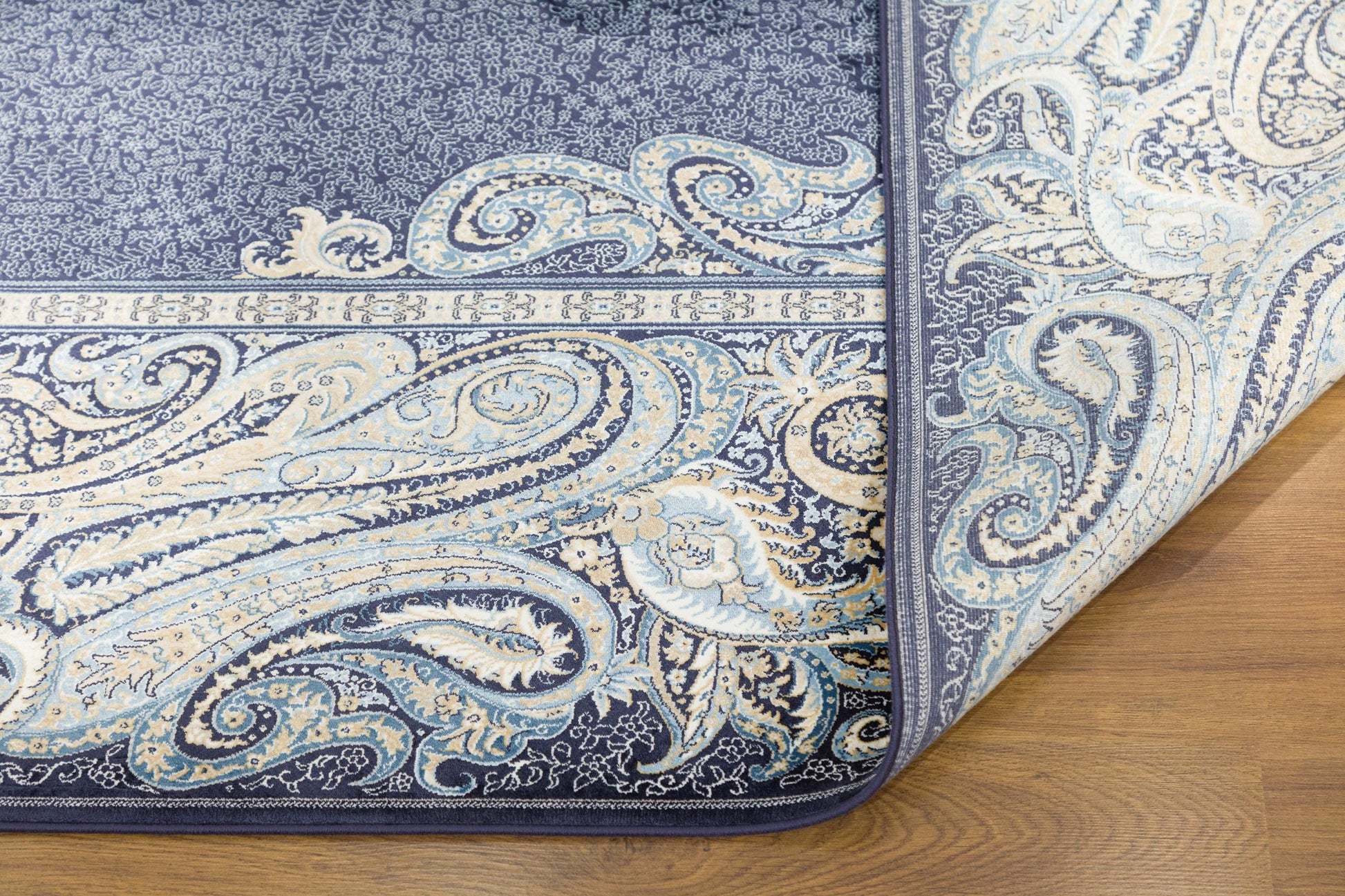 7x10ft, Fine Blue Oriental Silk Rug, Distressed Persian Design, Silk Look Carpet