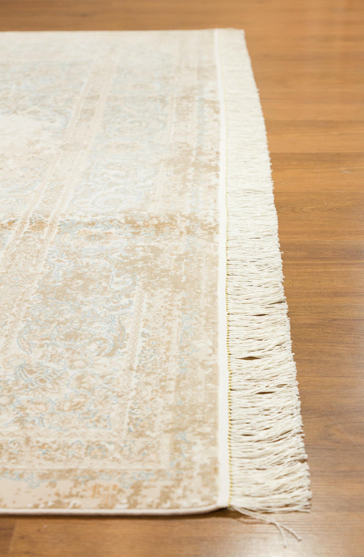 7x10 ft, Beige medallion classic Silk rug with fine tassels