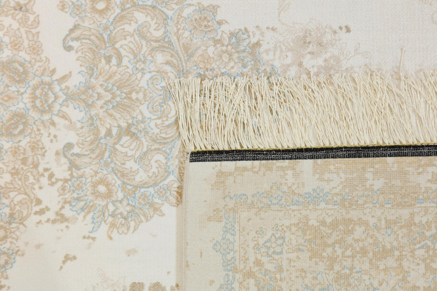 7x10 ft, Beige medallion classic Silk rug with fine tassels