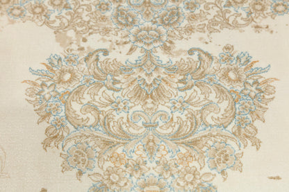 7x10 ft, Beige medallion classic Silk rug with fine tassels