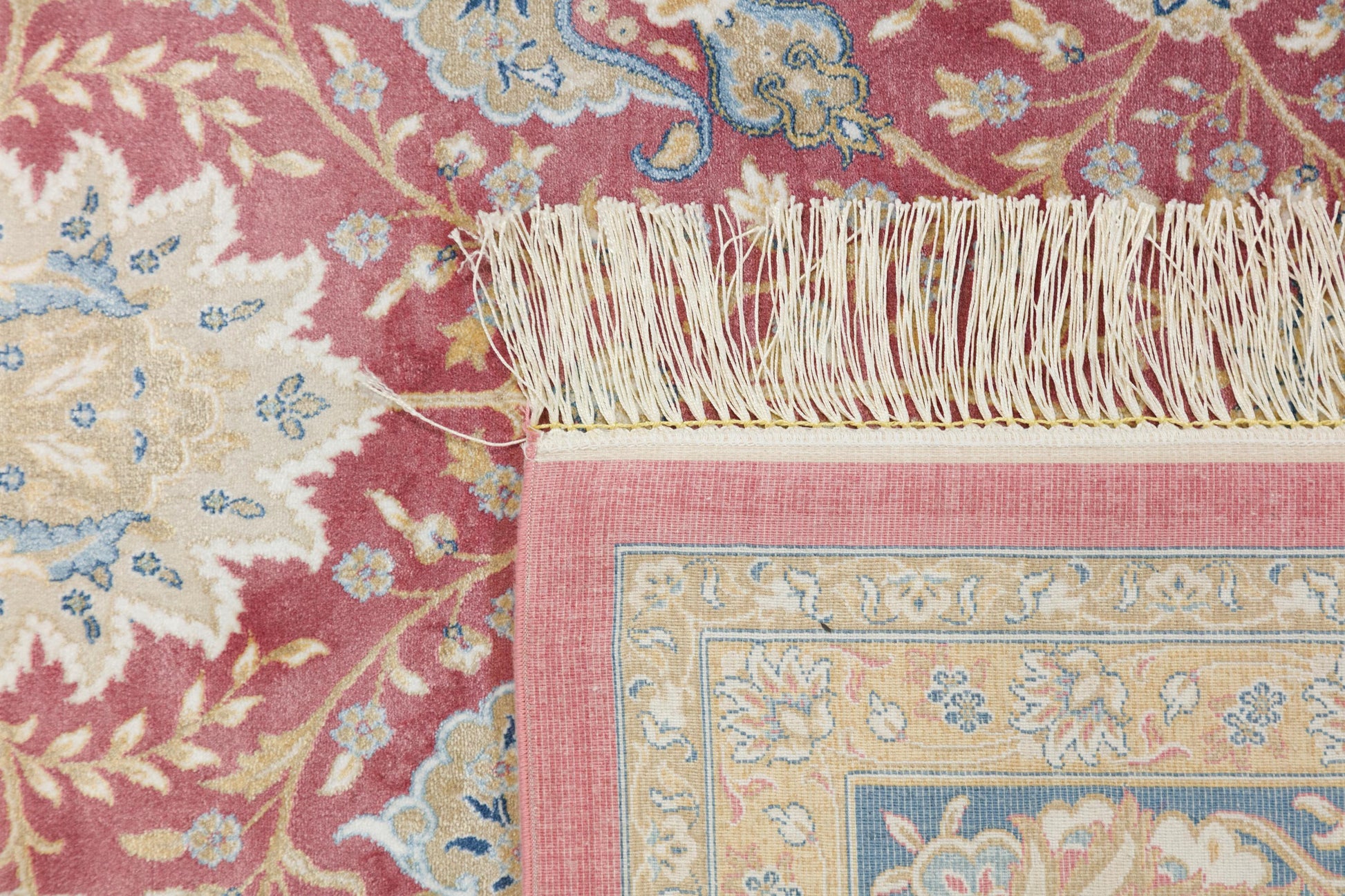7x10 ft, Classic red oriental Silk Rug: Bamboo Yarn, fine Fringes