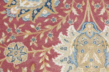 7x10 ft, Classic red oriental Silk Rug: Bamboo Yarn, fine Fringes