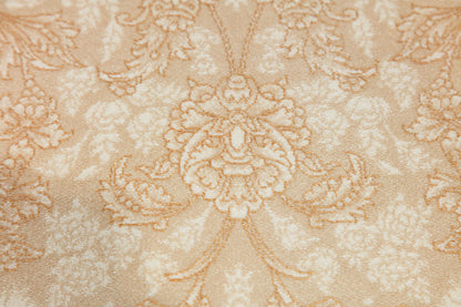 7x10 ft, Beige Floral Classic Silk Rug : Oriental carpet with fine tassels