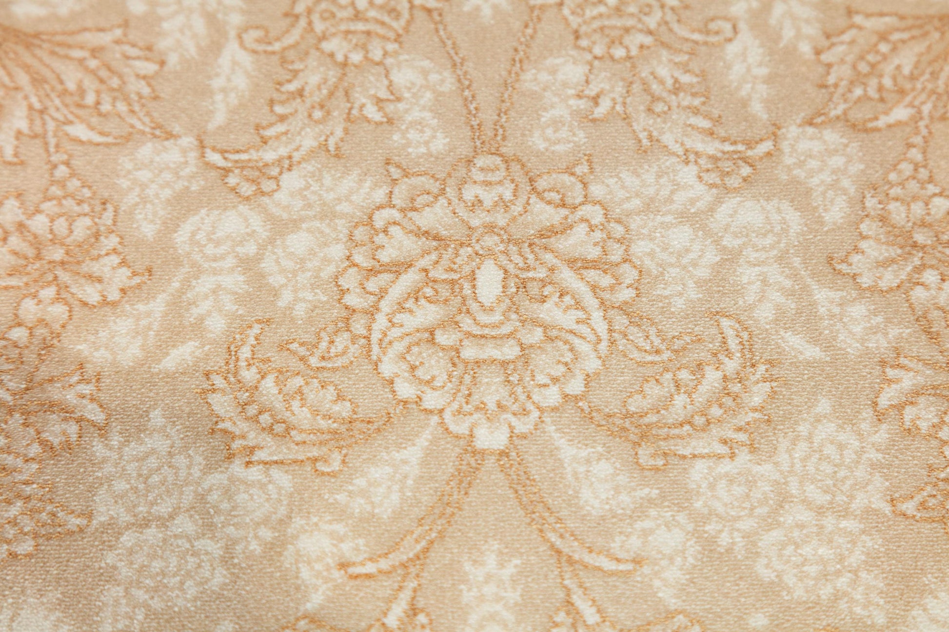 8x11 ft, Beige Floral Classic Silk Rug: Oriental carpet with fine tassels