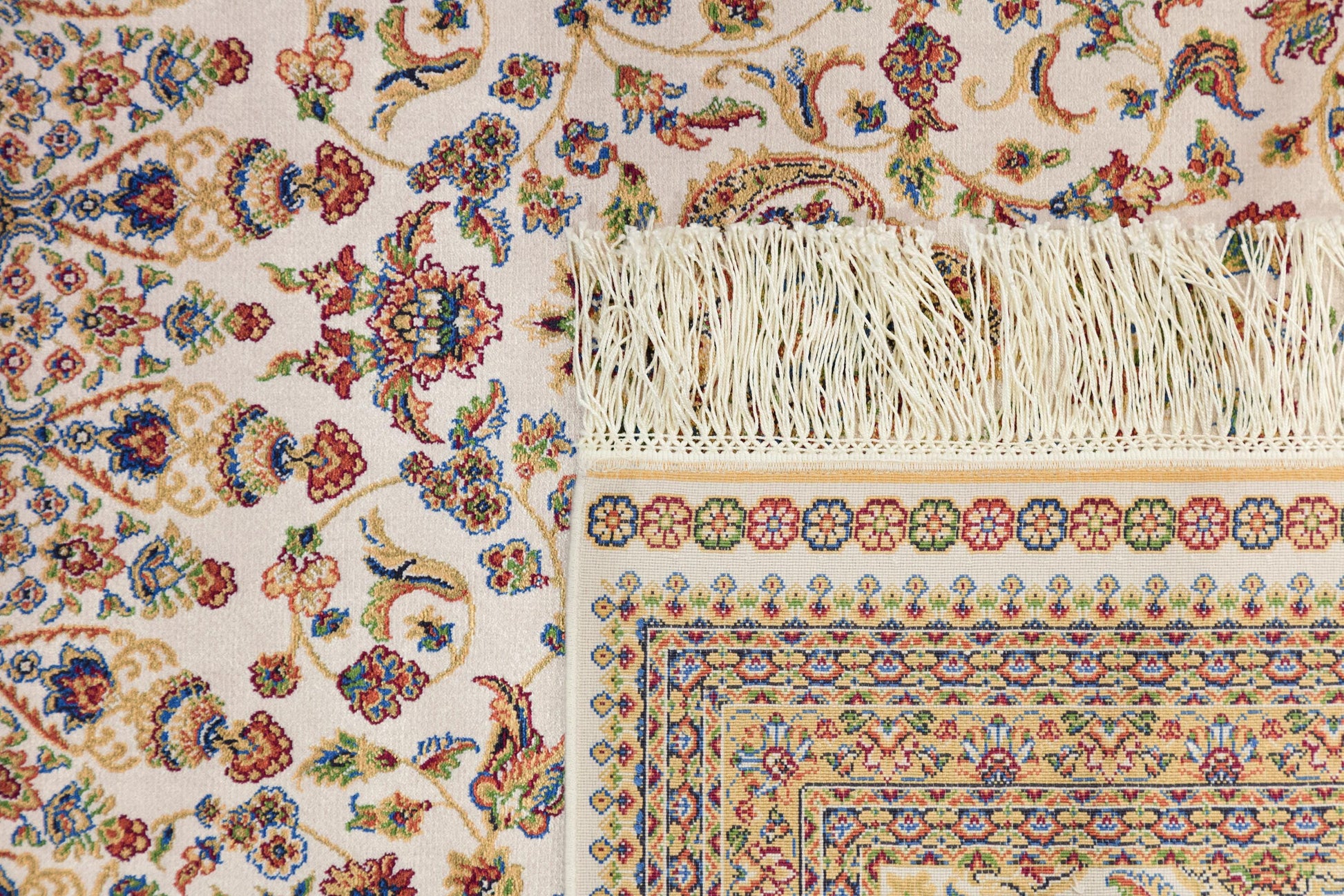 7x10 ft, Beige Classic oriental medallion Silk Rug made with viscose yarn