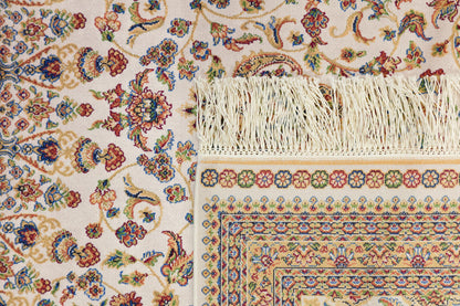 7x10 ft, Beige Classic oriental medallion Silk Rug made with viscose yarn