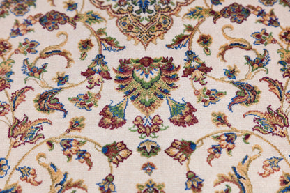 7x10 ft, Beige Classic oriental medallion Silk Rug made with viscose yarn