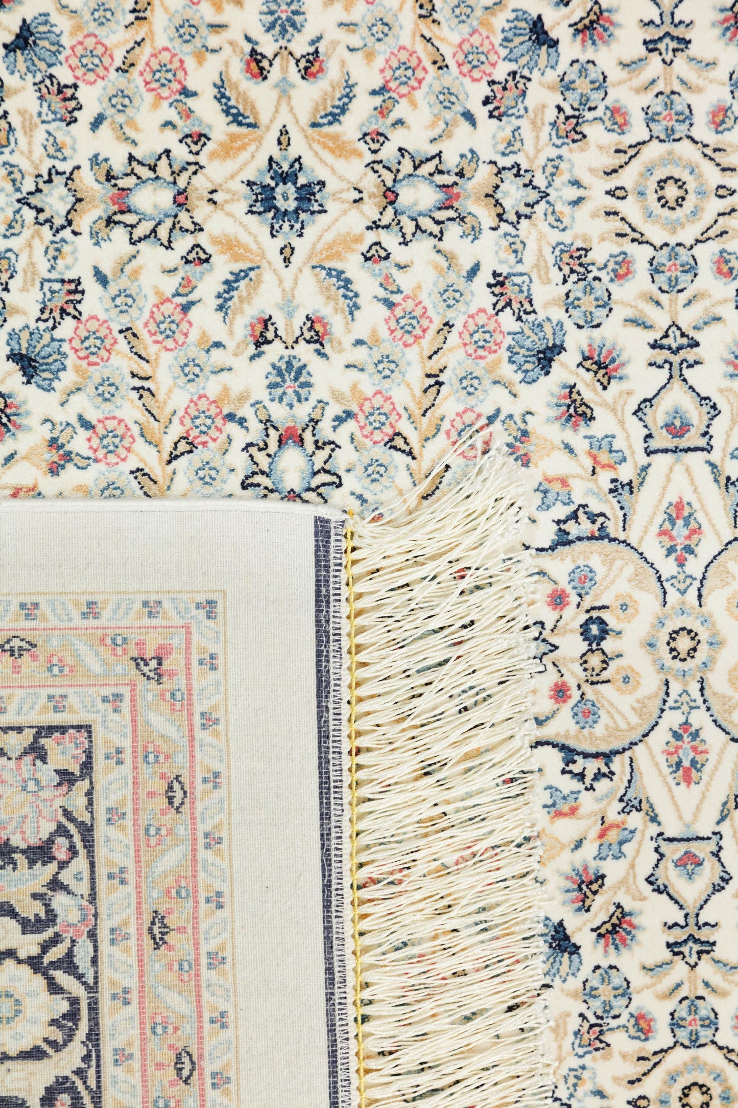 8x11 ft, Classic Blue Silk Rug: Oriental blue fine carpet with Fringes