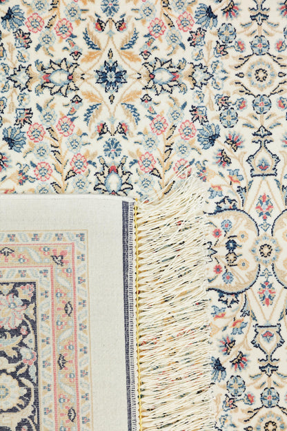 8x11 ft, Classic Blue Silk Rug: Oriental blue fine carpet with Fringes