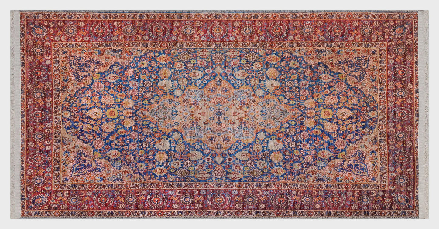 Red Vintage oriental Rug: Classic Washable Rug with Tassels