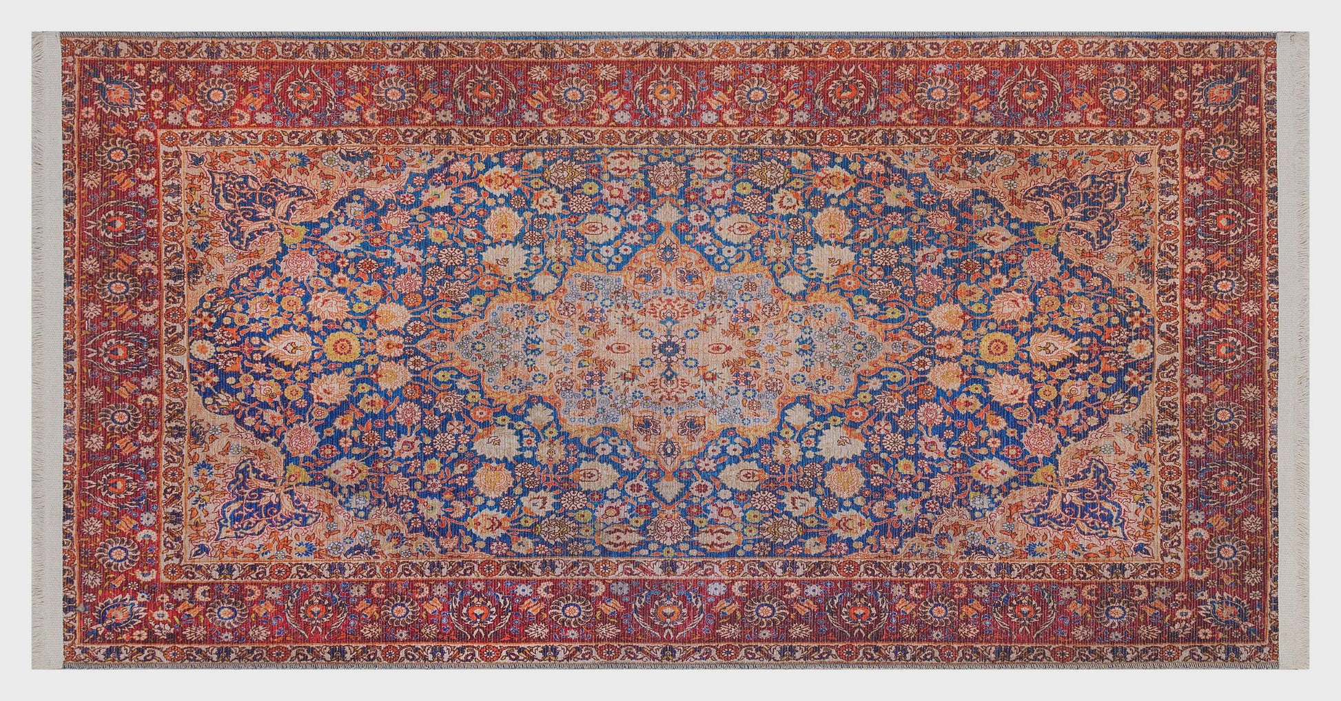 Red Vintage oriental Rug: Classic Washable Rug with Tassels