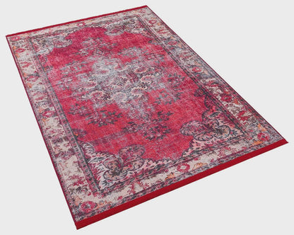 Red Vintage oriental Rug: Classic Washable Rug with Tassels