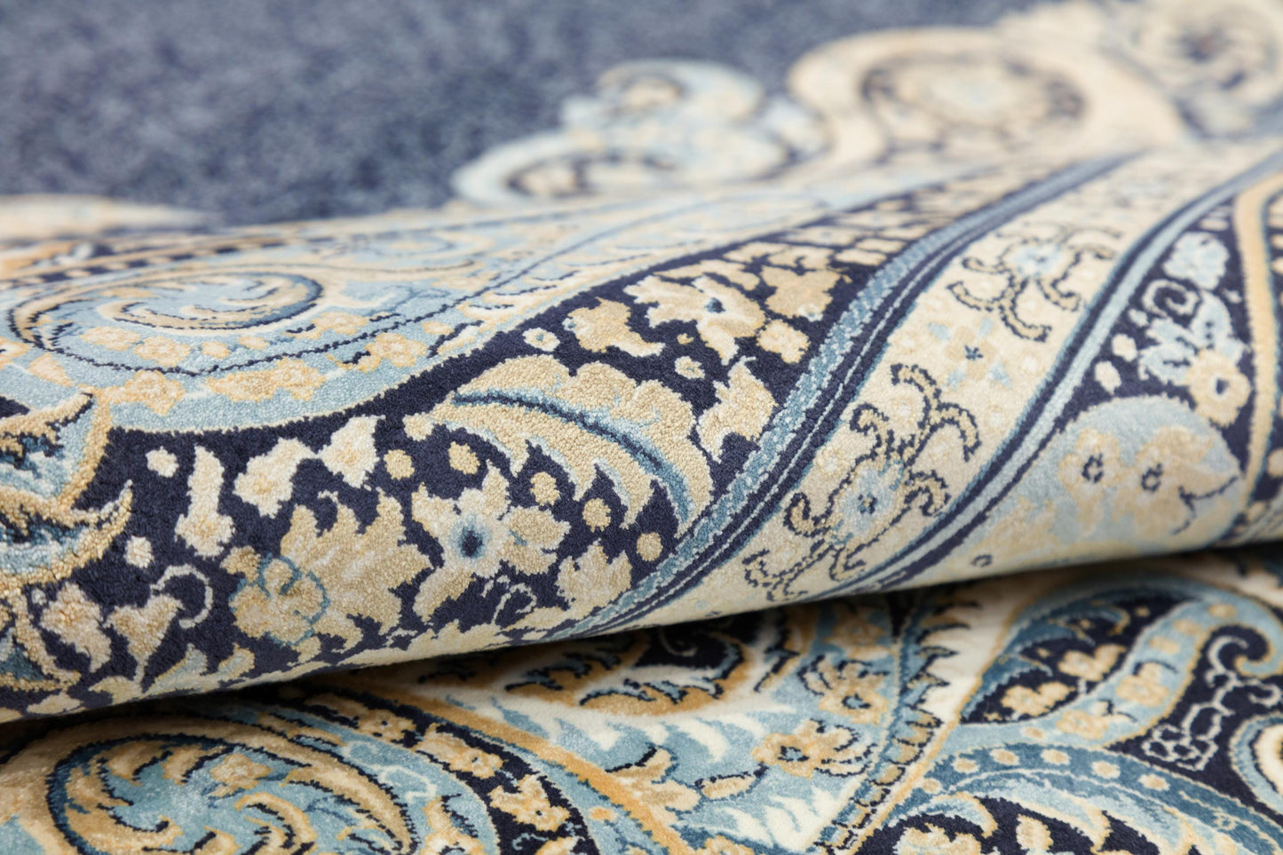 8x11 ft, Fine Blue Persian Bamboo Silk Rug, Distressed Oriental Medallion Carpet