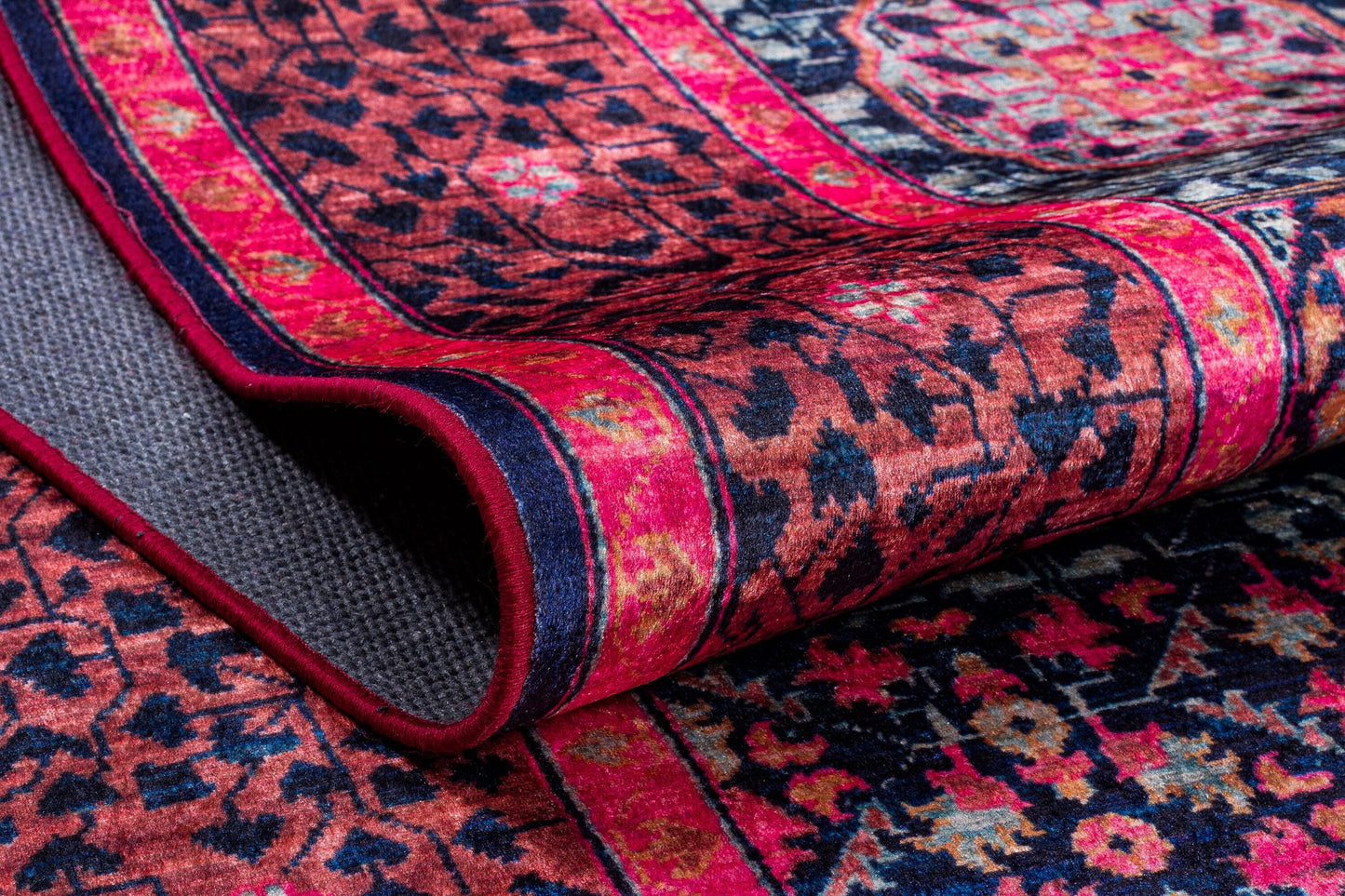 Vintage Purple oriental Mamluk Rug: Washable Red Area Carpet with Tassels