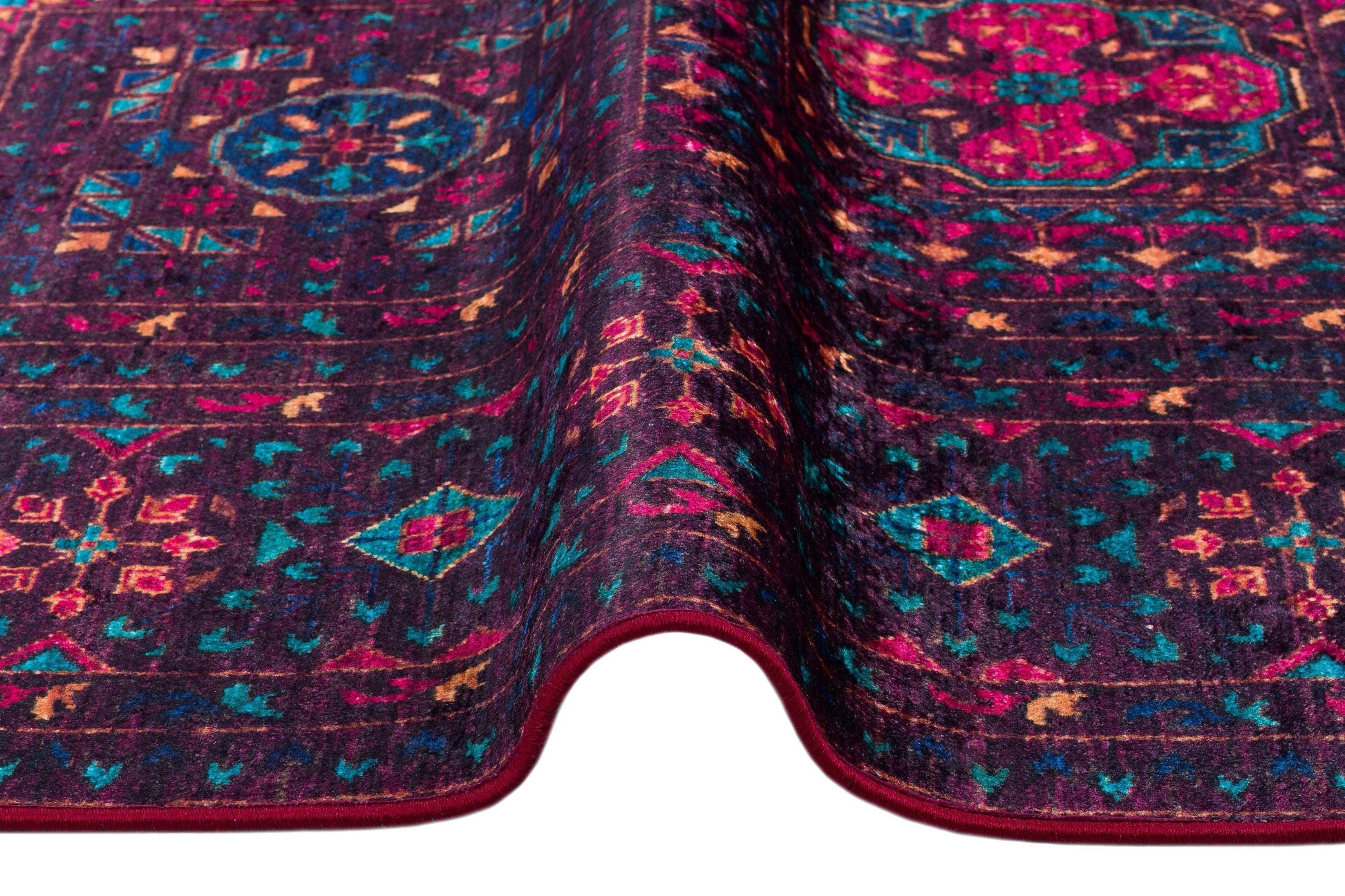 Vintage Red Oriental Mamluk Rug: Washable Red Area Carpet with Tassels
