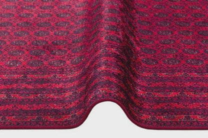 Vintage Red Oriental Afghan Rug: Washable Living Room Carpet
