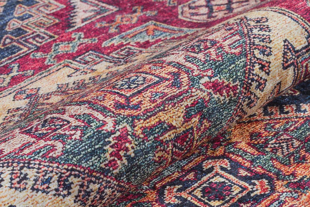 Vintage Red Oriental Kazak Rug: Washable Living Room Carpet