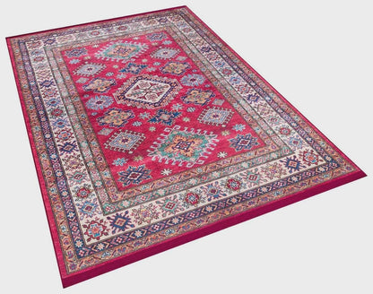 Red Oriental Kazak Rug: Classic Vintage Washable Carpet