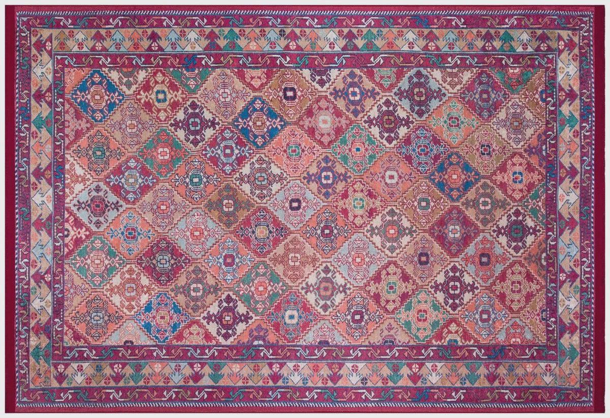 Red oriental Kazak Rug: Classic Vintage Washable Carpet