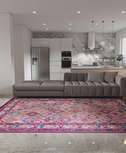 Red oriental Kazak Rug: Classic Vintage Washable Carpet