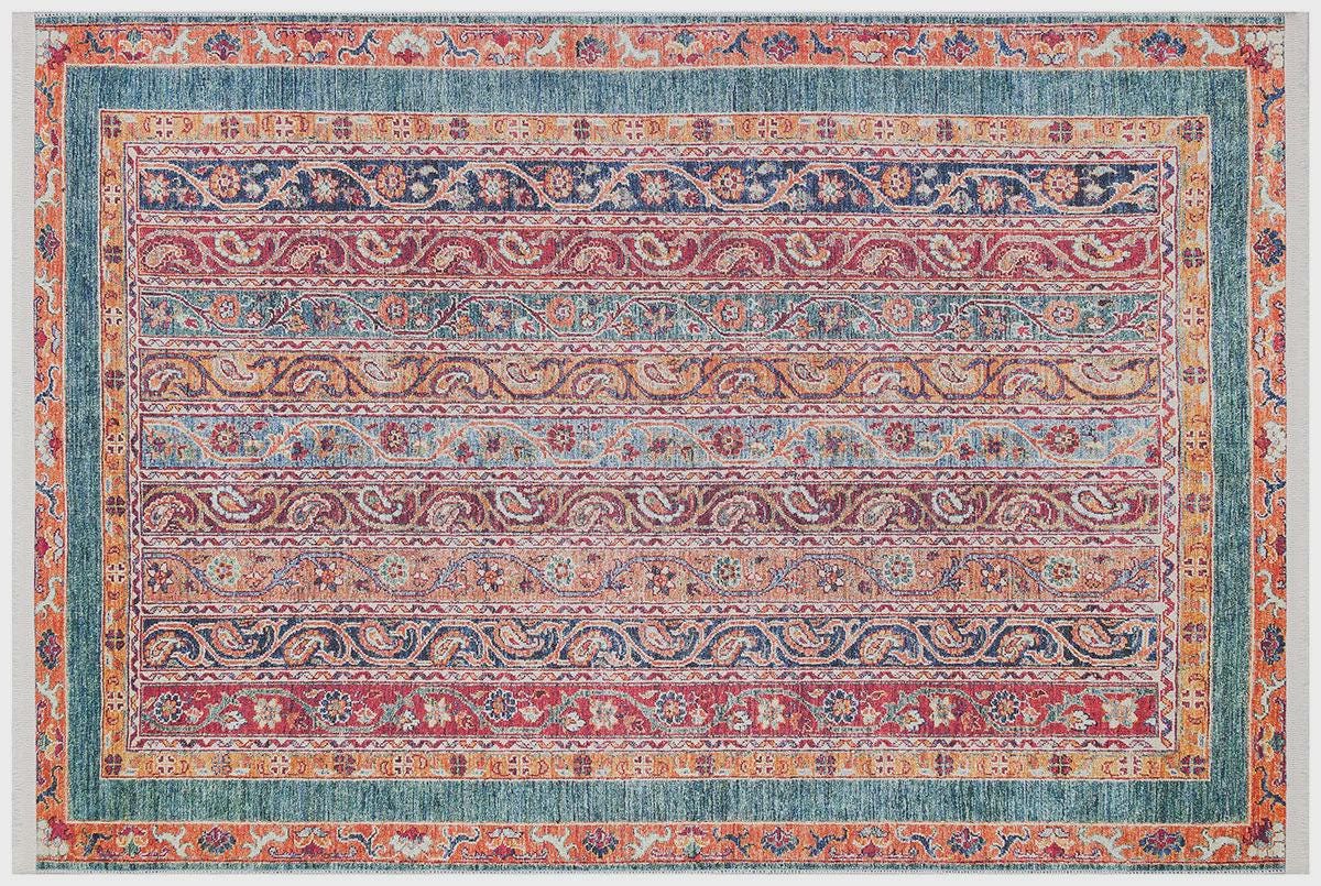 Vintage Red oriental Rug: Washable Living Room Carpet