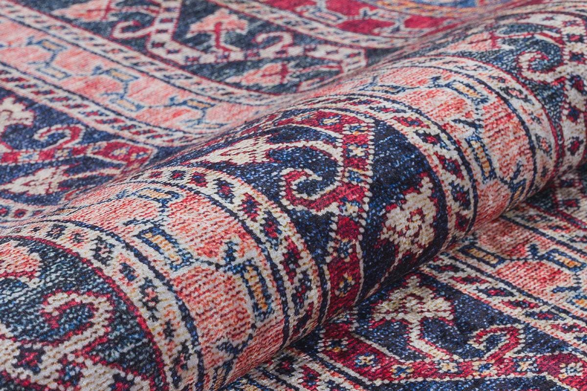 Red Vintage oriental Rug: Washable Red Accent Carpet