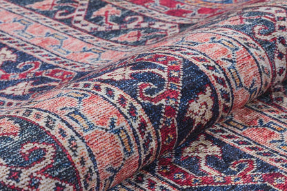 Red Vintage oriental Rug: Washable Red Accent Carpet