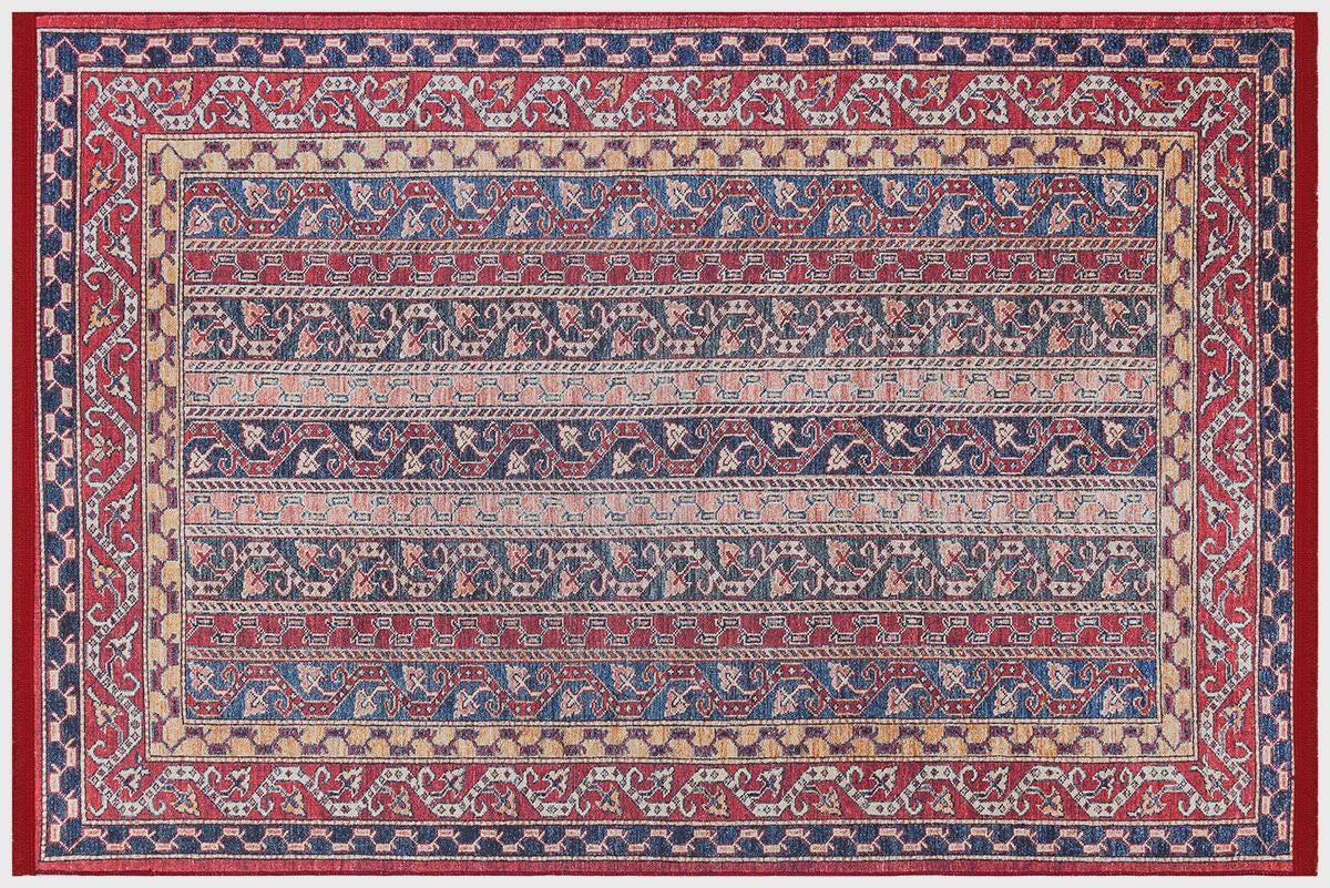 Red Vintage oriental Rug: Washable Red Accent Carpet