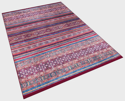 Vintage Red Shawl Design Rug: Washable Living Room Carpet