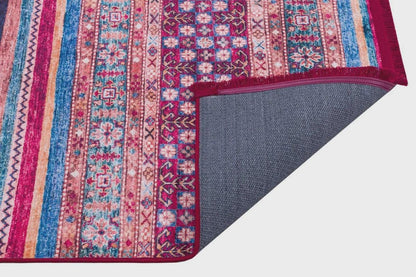 Vintage Red Shawl Design Rug: Washable Living Room Carpet